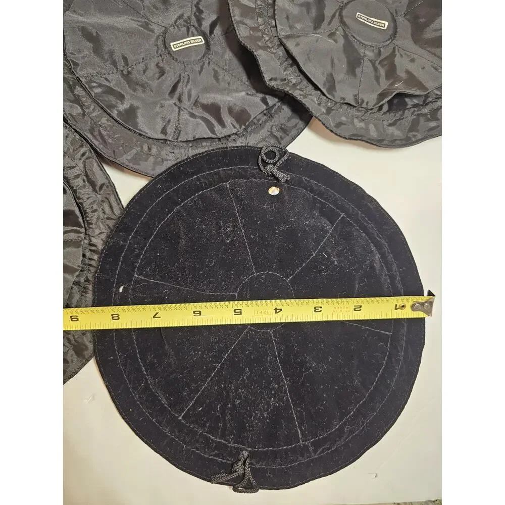 8 Pcs Velvet Jewelry Drawstring Pouch Bag Med Black Satin Lined EUC Travel 8.5